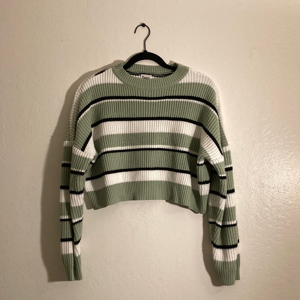 Striped sea foam green sweater